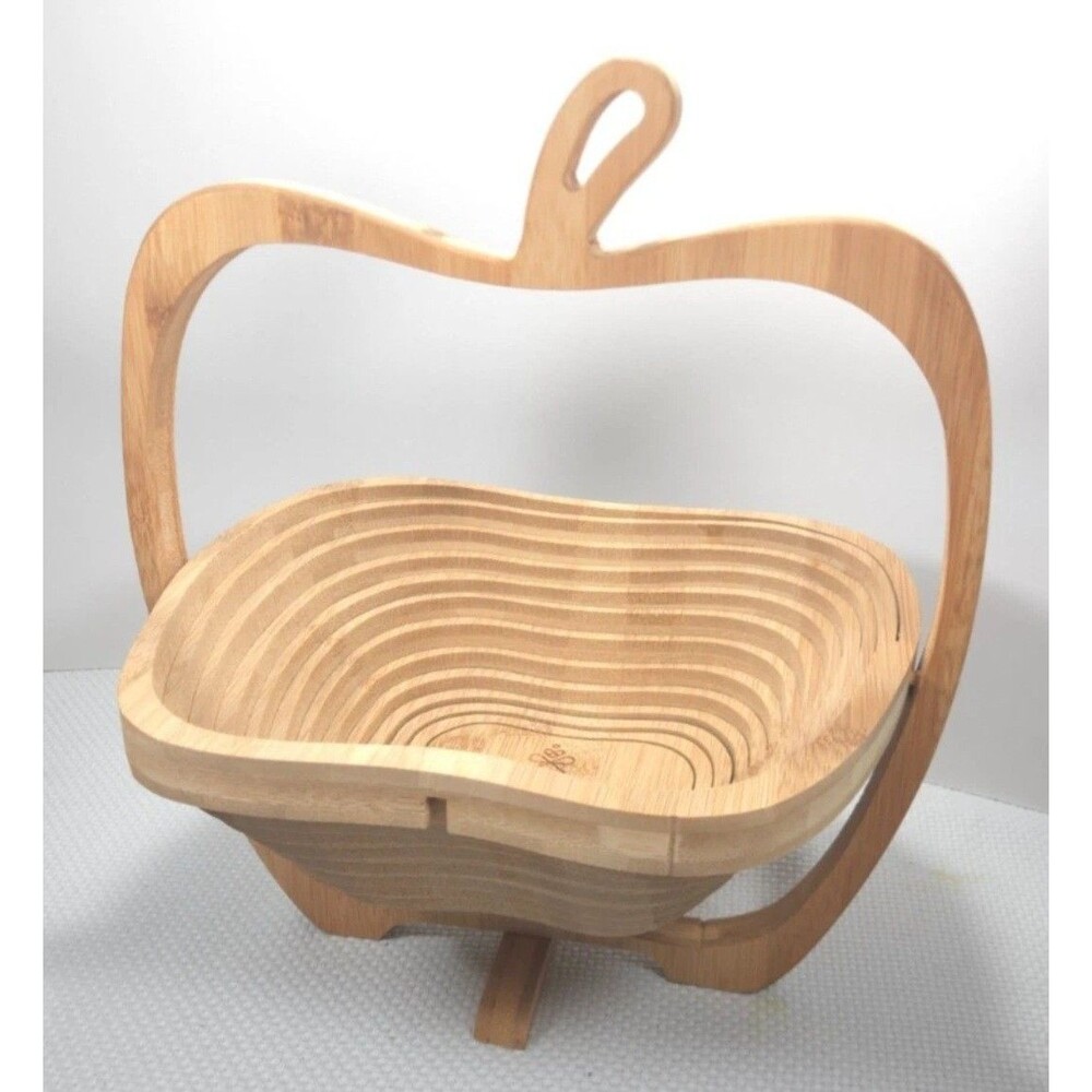 Bonnie & Pop Collapsible Wooden Fruit Bowl, Cutting Board, Trivet, Apple Shaped